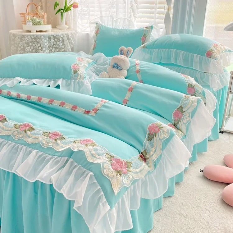 Rose Garden Ruffle Coquette Bedding Set