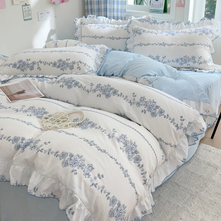 Blue Floral Whisper Bedding Set