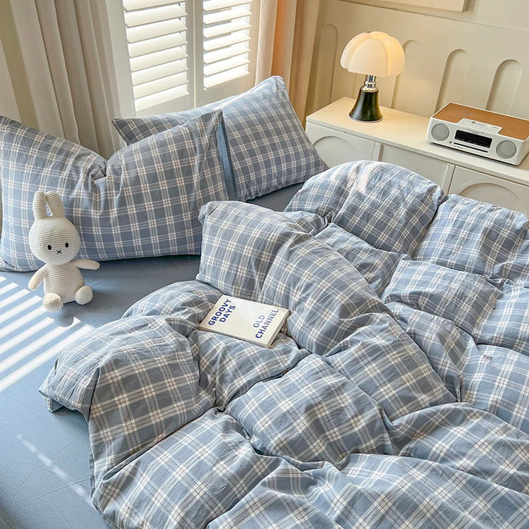 Soft Pastel Gingham Bedding Set