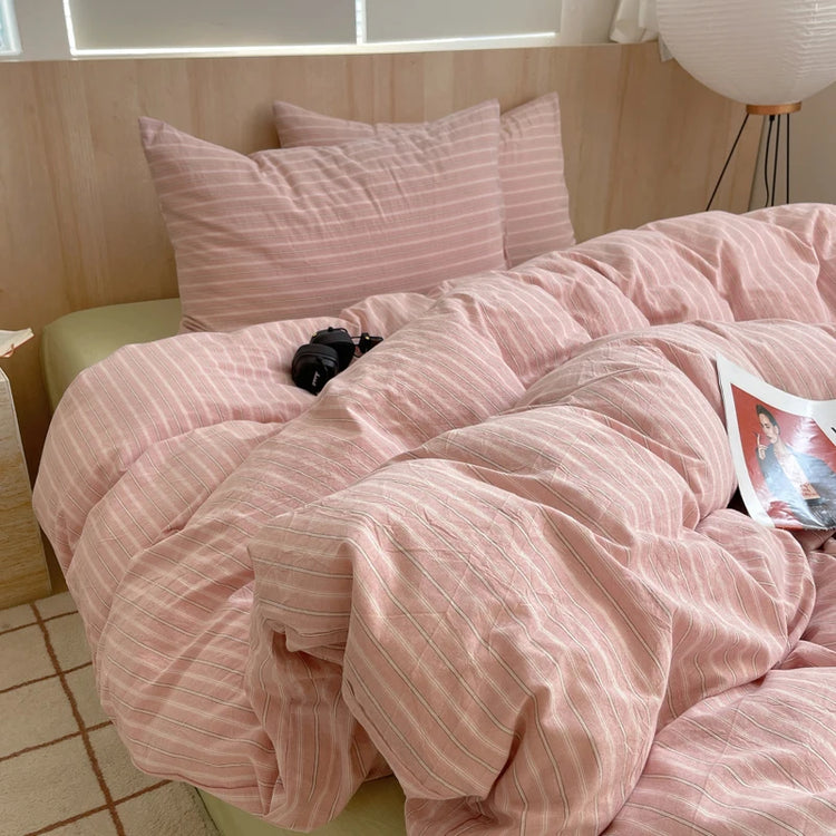 Pastel Grid Plaid Bedding Set