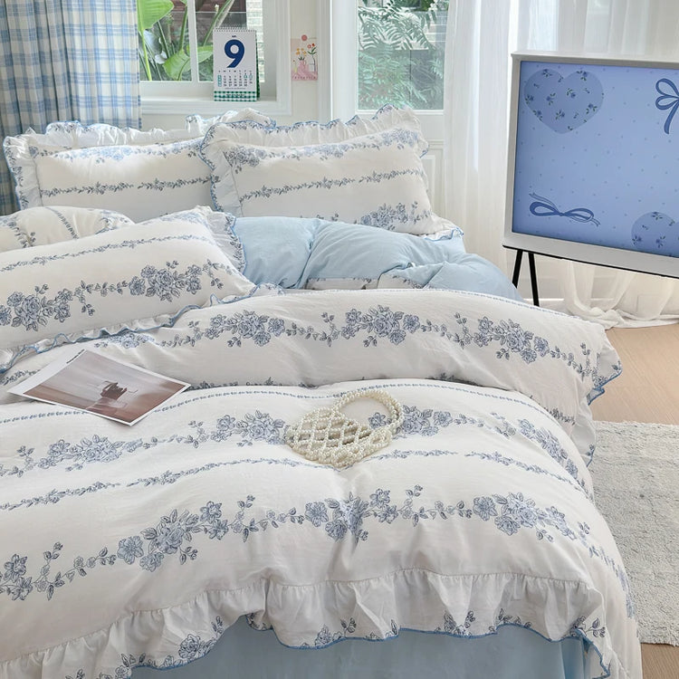 Blue Floral Whisper Bedding Set