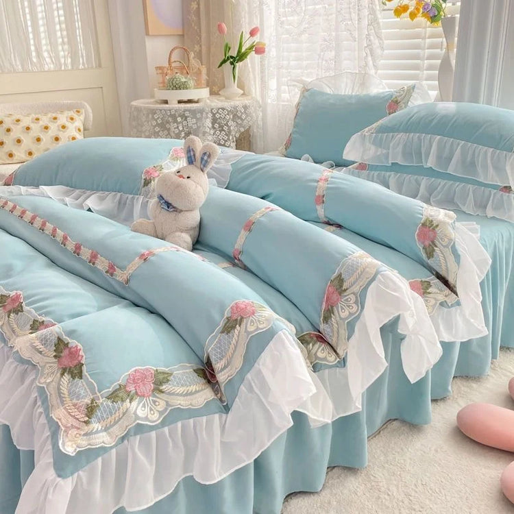 Rose Garden Ruffle Coquette Bedding Set