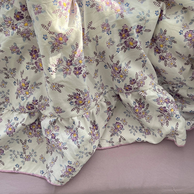 Vintage Princess Floral Ruffle Bedding Set