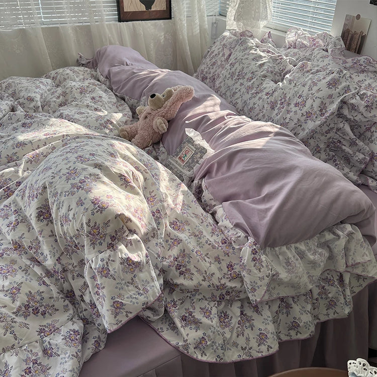 Vintage Princess Floral Ruffle Bedding Set