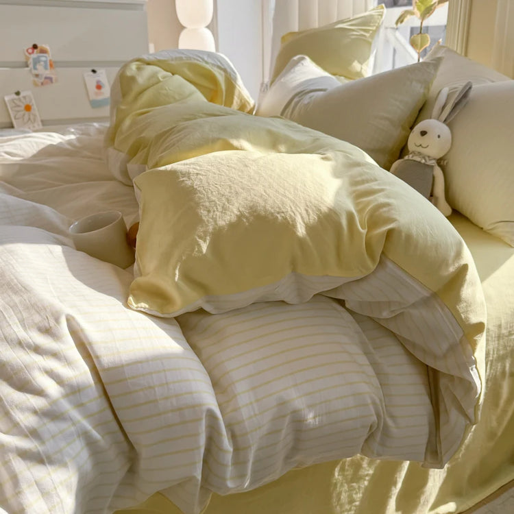 Soft Stripe Washed Cotton Bedding Set