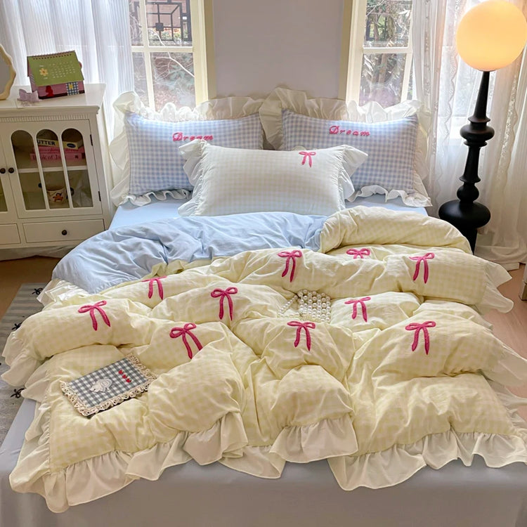 Ribbon Gingham Dream Bedding Set