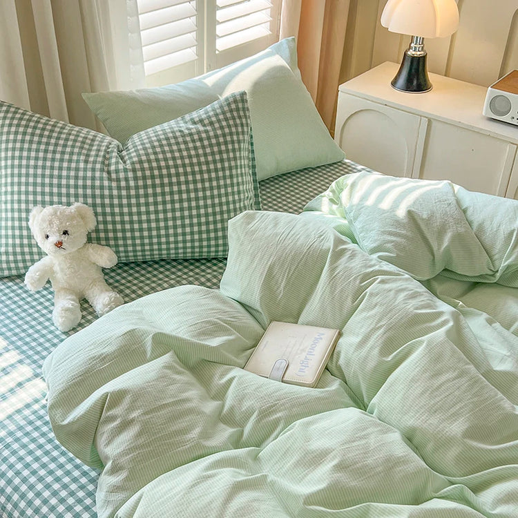 Soft Pastel Gingham Bedding Set