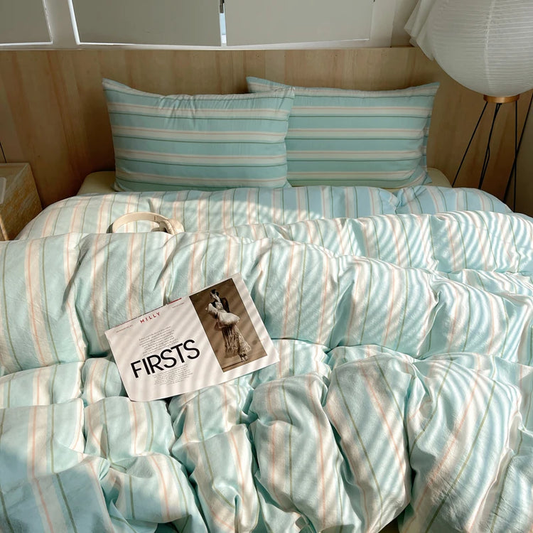 Pastel Grid Plaid Bedding Set