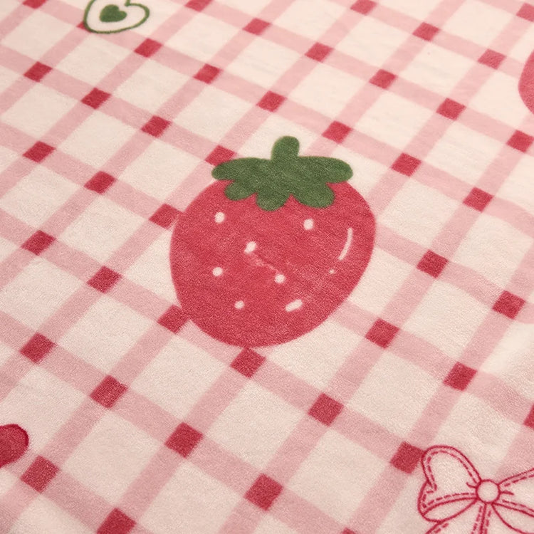 Strawberry Plaid Cozy Blanket