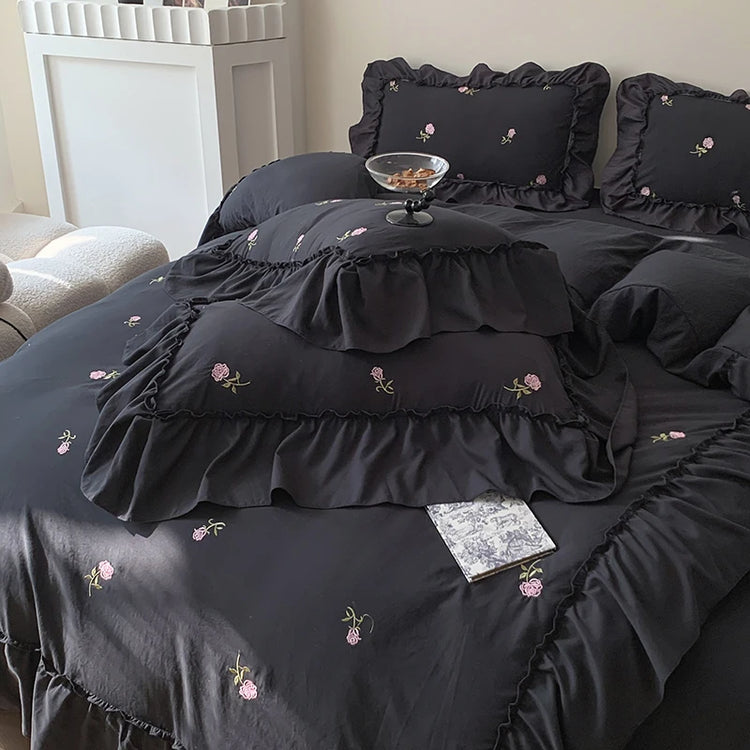 Rose Whisper Embroidered Bedding Set