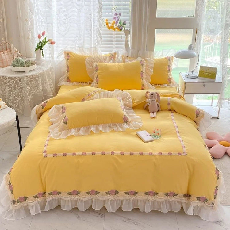 Rose Garden Ruffle Coquette Bedding Set