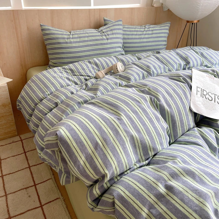 Pastel Grid Plaid Bedding Set