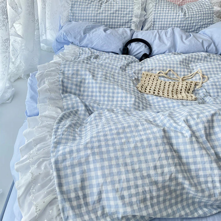 Sweet Princess Gingham Ruffle Bedding Set