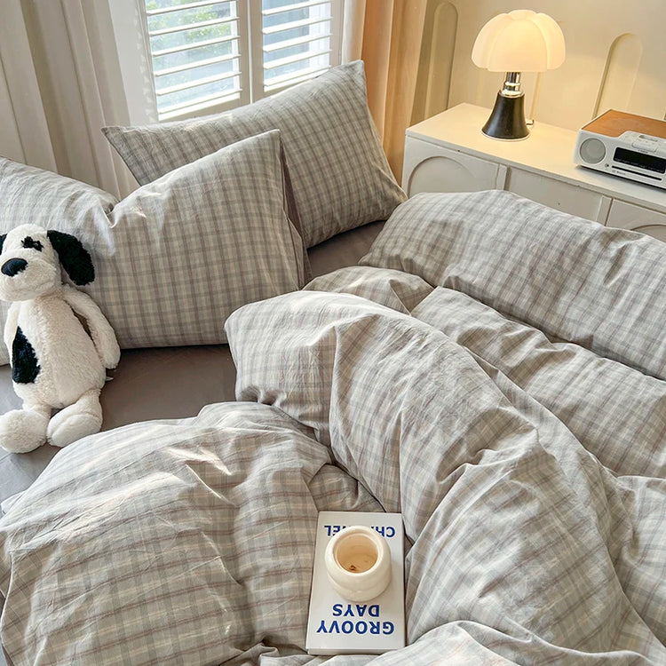 Soft Pastel Gingham Bedding Set