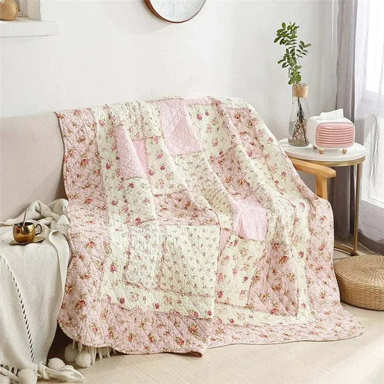 Vintage Floral Plaid Quilt