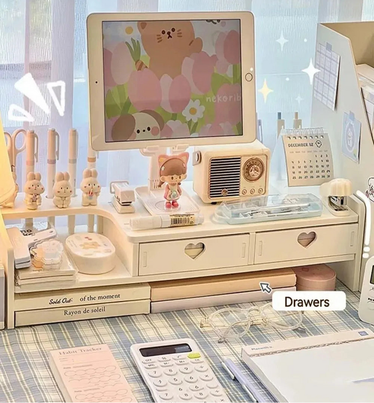 Soft Girl White Desk Organizer