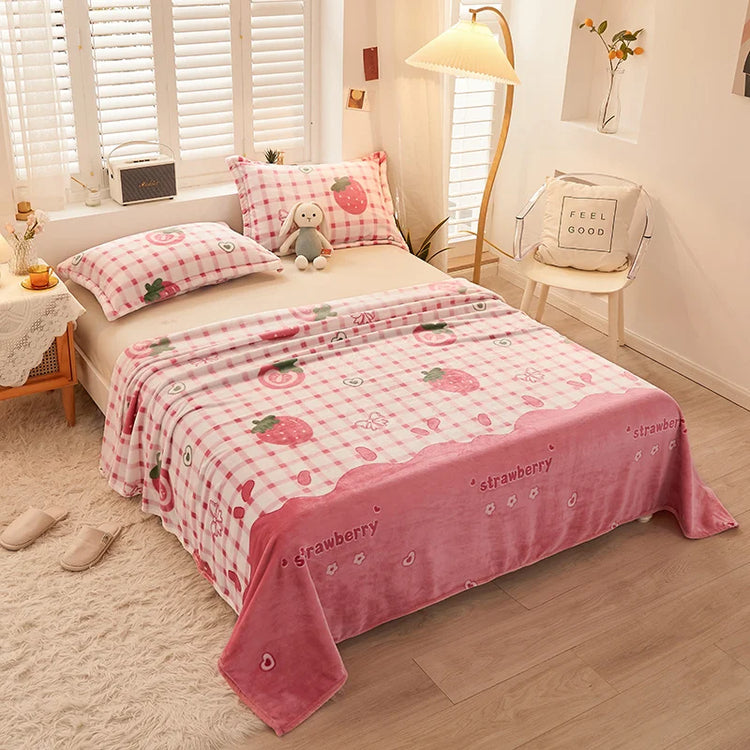 Strawberry Plaid Cozy Blanket