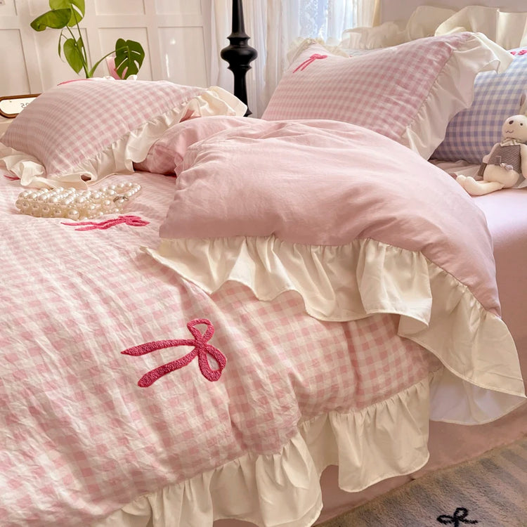 Ribbon Gingham Dream Bedding Set
