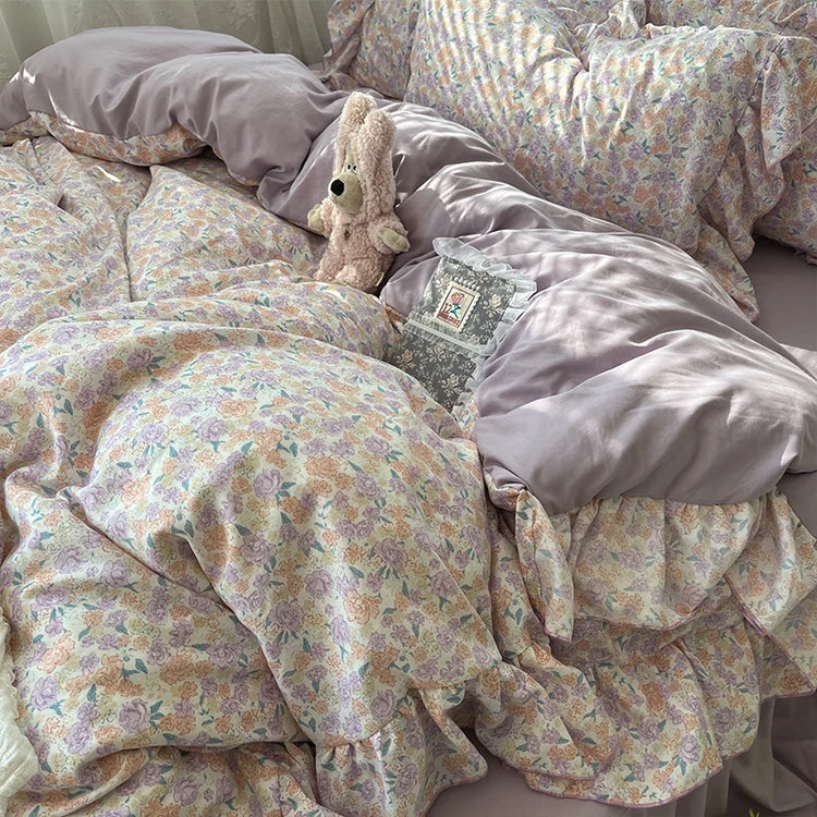 Vintage Princess Floral Ruffle Bedding Set