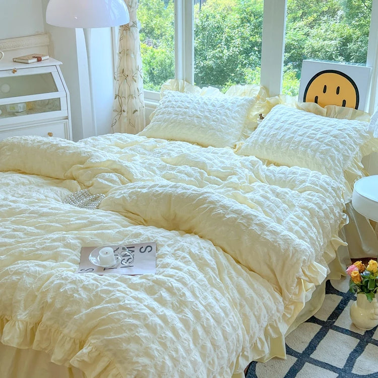 Soft Crinkle Ruffle Bedding Set