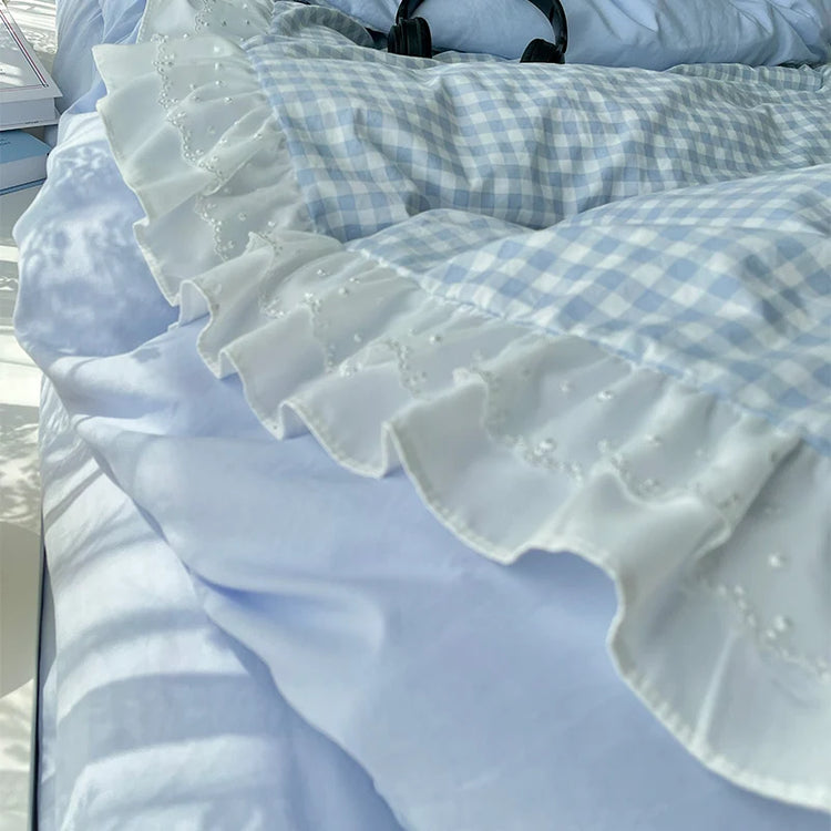Sweet Princess Gingham Ruffle Bedding Set