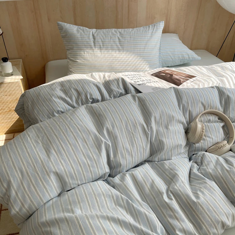 Pastel Grid Plaid Bedding Set