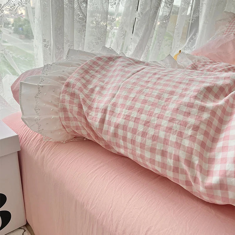 Sweet Princess Gingham Ruffle Bedding Set