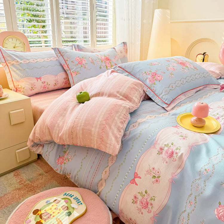 Pastel Ribbon Garden Bedding Set