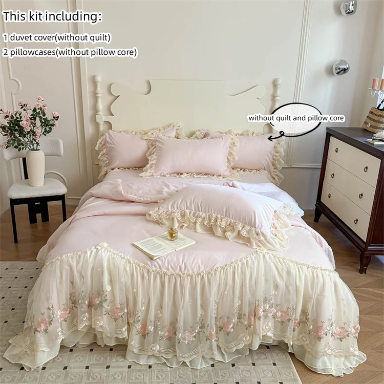 Floral Lace Ruffle Bedding Set