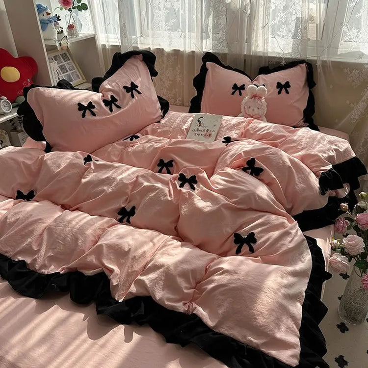 Midnight Bow Coquette Bedding Set
