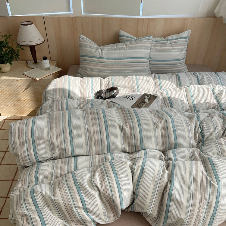 Pastel Grid Plaid Bedding Set