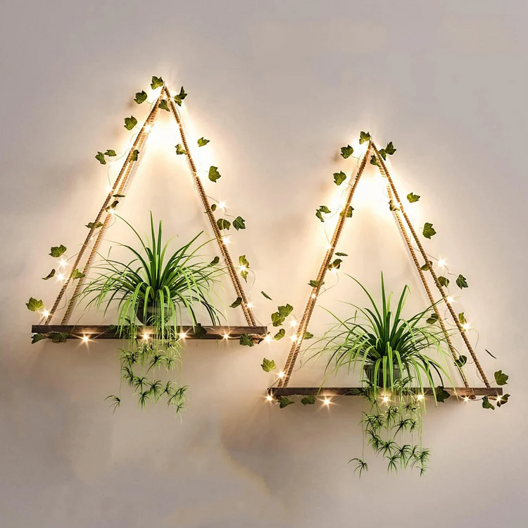 Hanging Shelves with Artificial Ivy LED Light