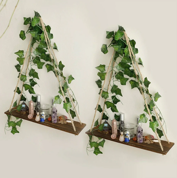 Hanging Shelves with Artificial Ivy LED Light