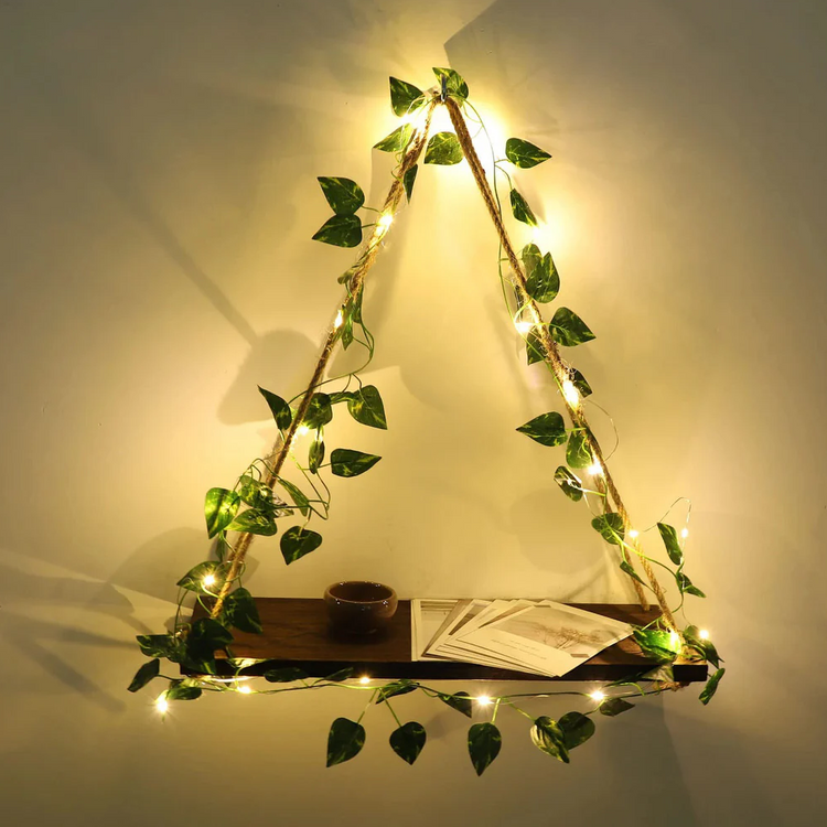 Hanging Shelves with Artificial Ivy LED Light