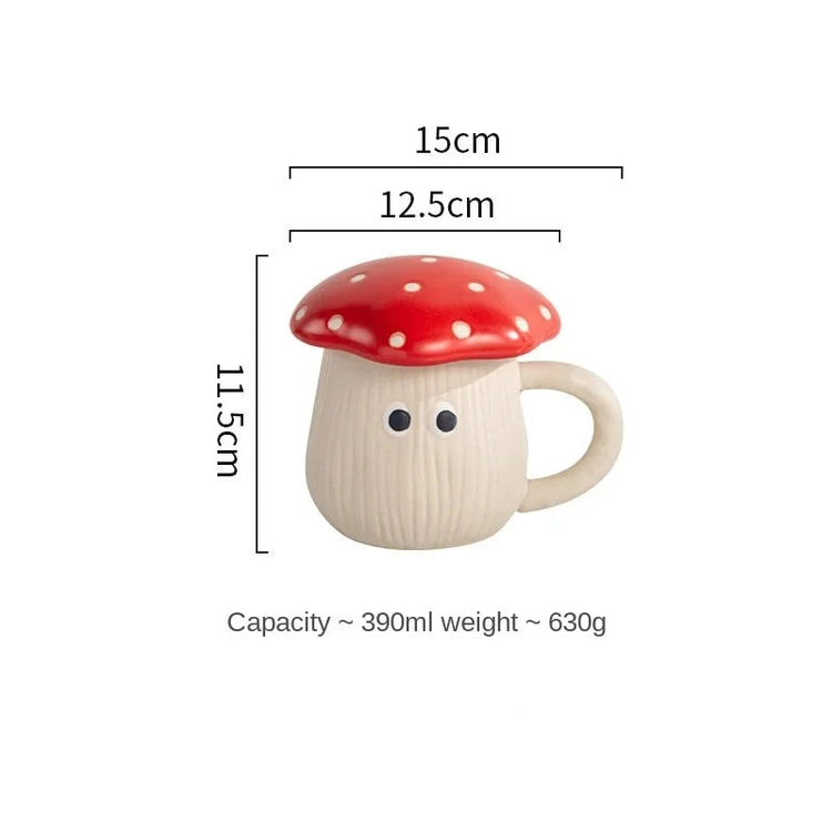 Mushroom Ceramic Coffee Cup With Lid