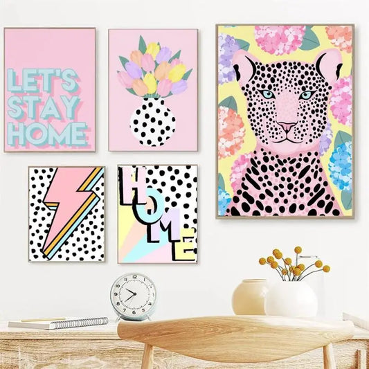 Leopard Girl Pastel Posters