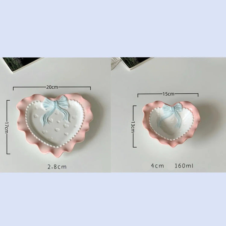 Coquette Ceramic Heart Plates