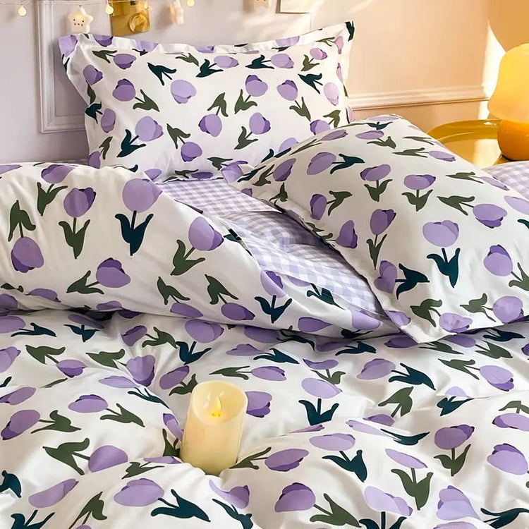 Purple Tulips Bedding Set