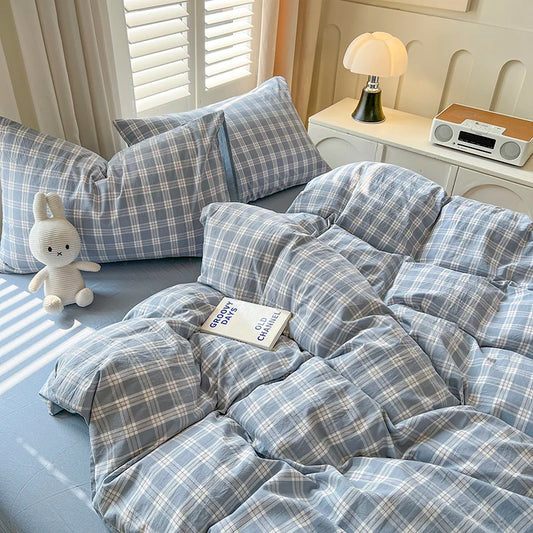 Soft Pastel Gingham Bedding Set
