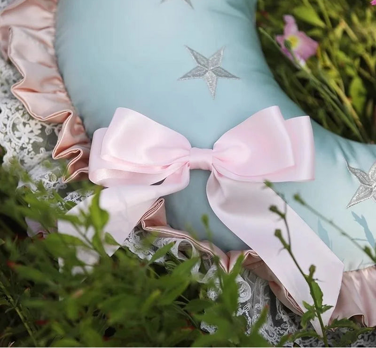 Dreamy Crescent Moon Ruffle Pillow