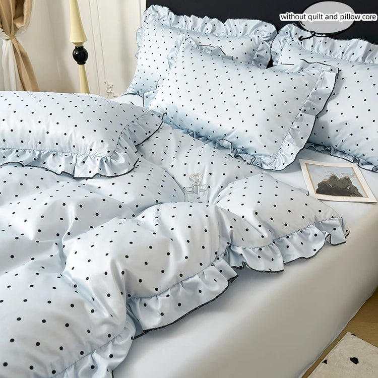 Delicate Polka Ruffle Bedding Set