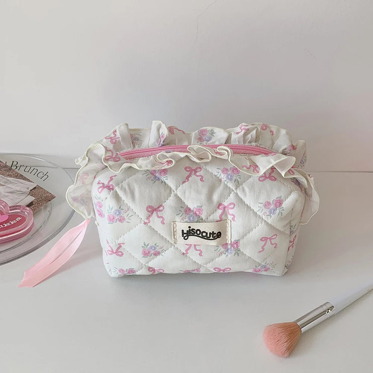 Coquette Floral Ruffle Travel Bag