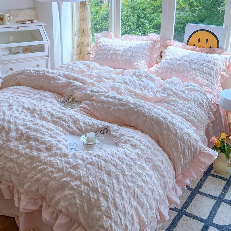 Soft Crinkle Ruffle Bedding Set