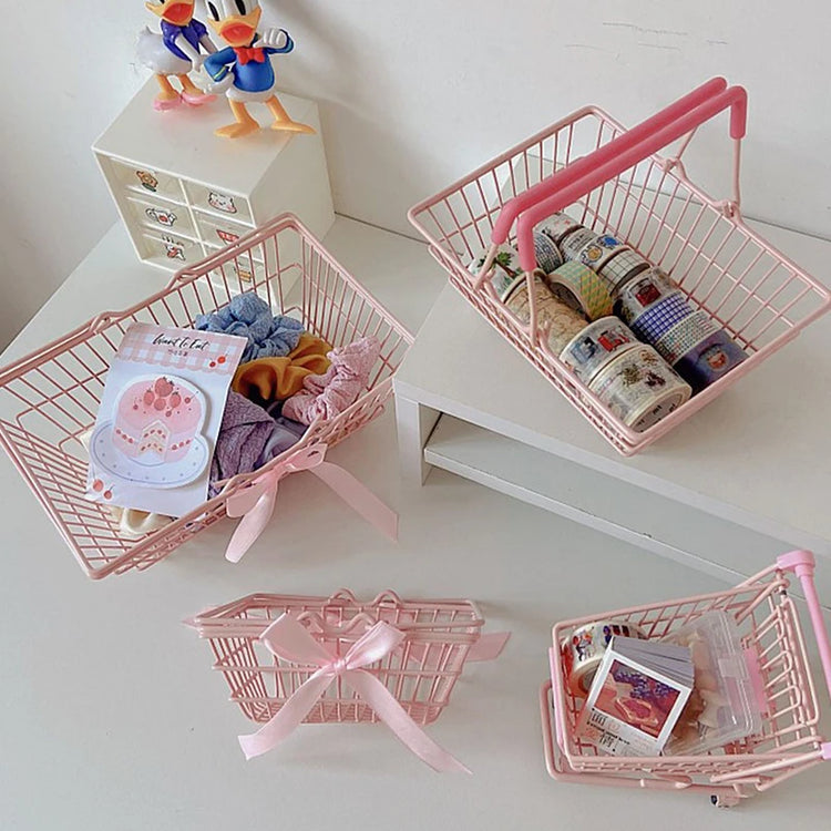 Pink Mini Bow Storage Basket
