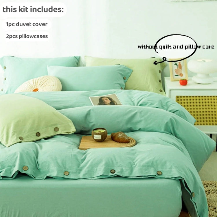 Buttoned Calm Minimal Bedding Set