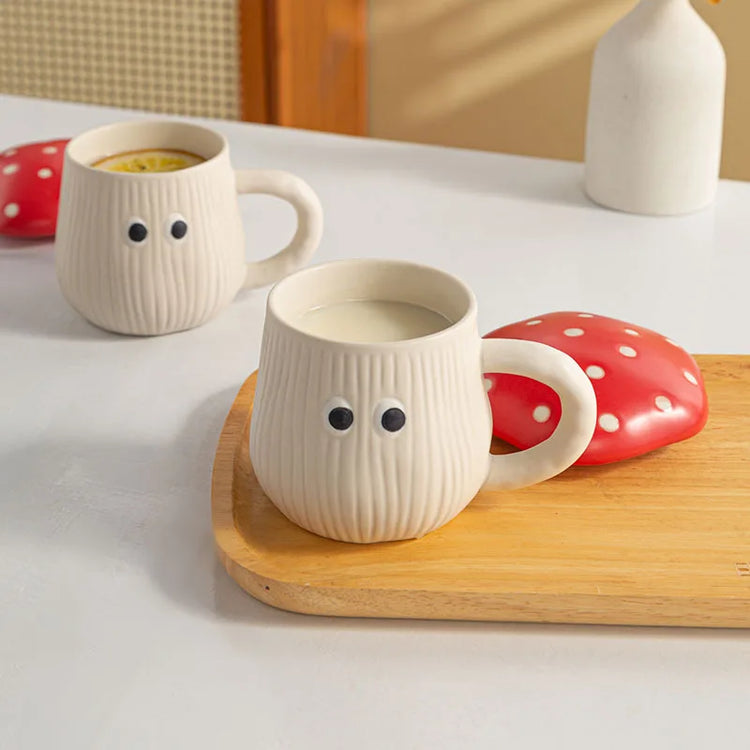 Mushroom Ceramic Coffee Cup With Lid