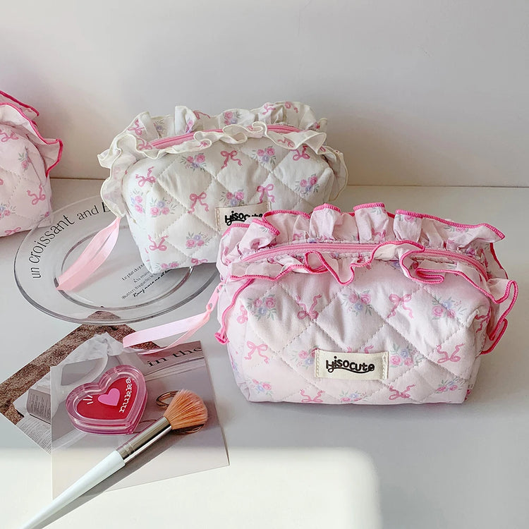 Coquette Floral Ruffle Travel Bag