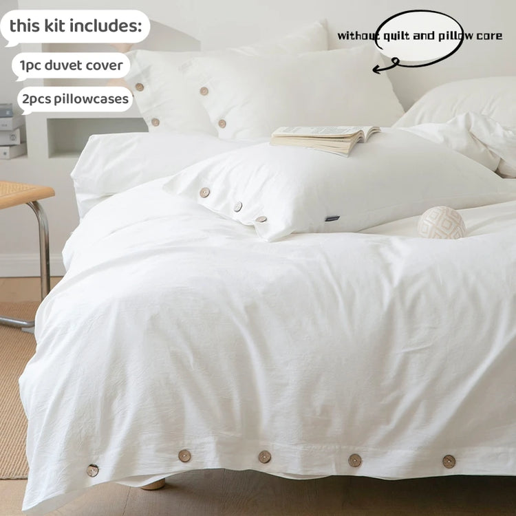 Buttoned Calm Minimal Bedding Set