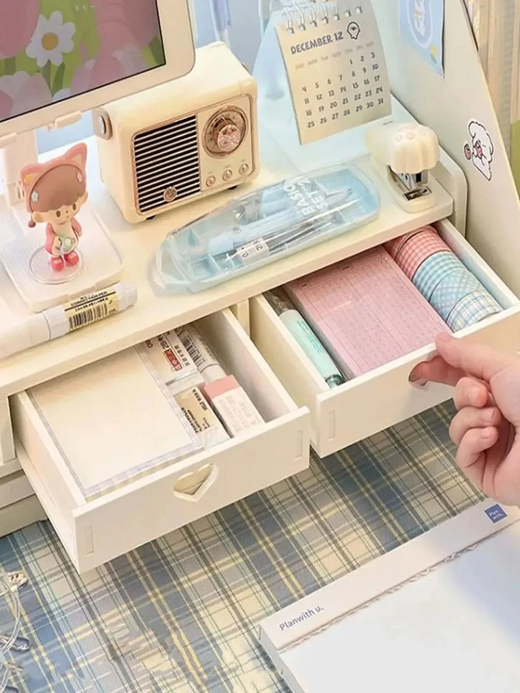 Soft Girl White Desk Organizer