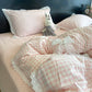 Lace Trim Gingham Bedding Set